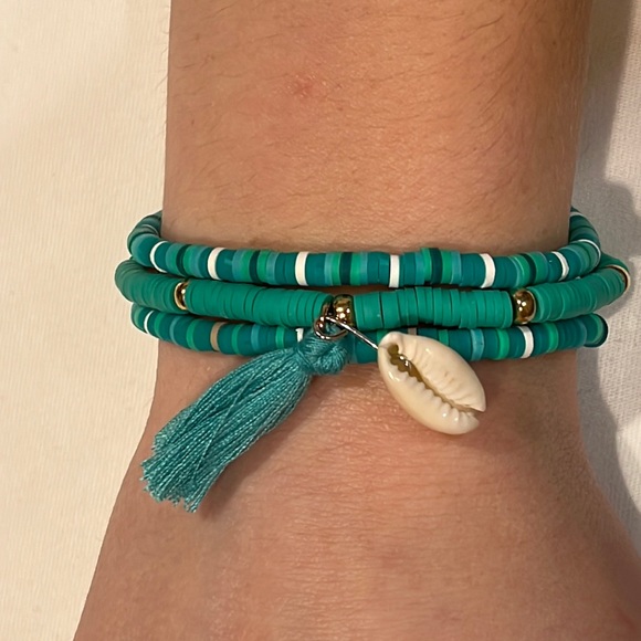 Jewelry - Handmade Teal Heishi Beaded Bracelet Set